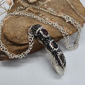 Johnny Was Rhodiun Designer Necklace Natural Himalayan Crystal Tourmaline